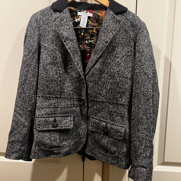 CAbi BLACK & WHITE EQUESTRIAN WOOL BLEND TWEED FOX HUNTER BLAZER SZ 8 - Picture 11 of 11